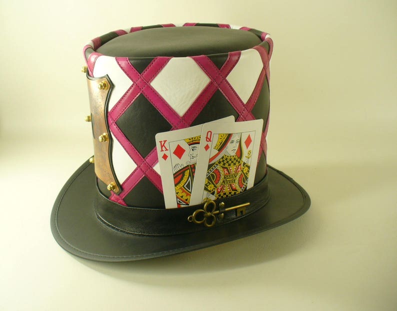 Mad hatter/'s leather and copper lock and key tall Top Hat masterpiece