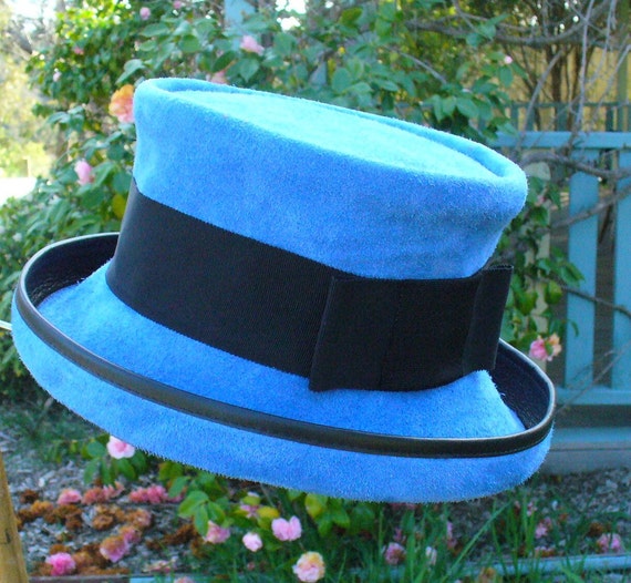 blue suede hat