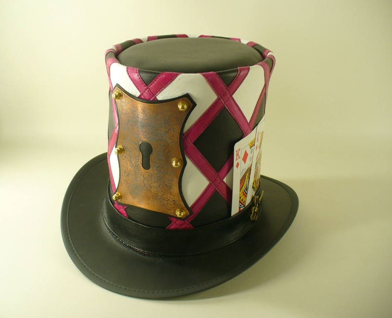 Mad hatter/'s leather and copper lock and key tall Top Hat masterpiece