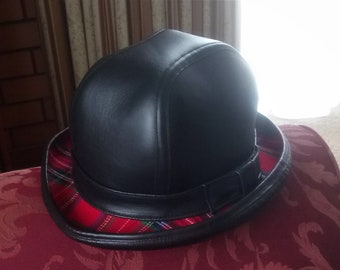 Black Leather Australian hand crafted traditional English-style mens' Bowler Hat