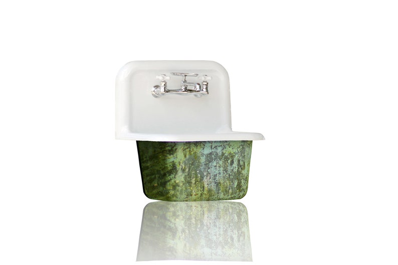Havisham New High Back Utility Sink Trompe L/'Oeil Antiqued Cast Iron Porcelain Lagniappe Wall Mount Sink Package