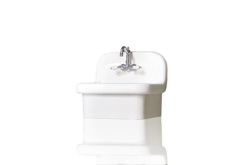 New Small Wall Mount High Back Bath Sink Antique Inspired Deep Etsy