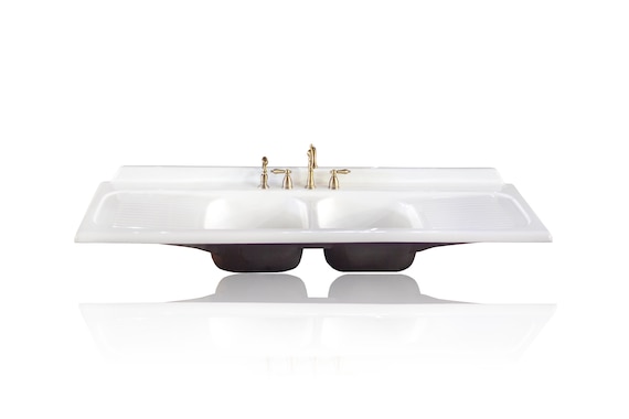 New 72 Large Cast Iron Double Drainboard Kitchen Sink Antique Style Double  Basin Drop in Farm Sink Package 