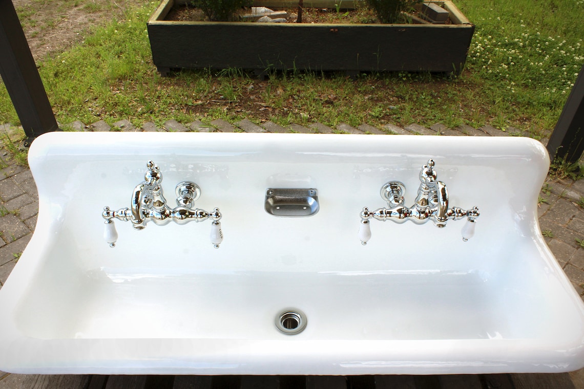 Large 48 Trough Sink Antique Inspired Wall Mount Cast Etsy