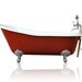 Incarnadine Red 67” Antique Inspired Cast Iron Porcelain Clawfoot Bathtub Flat Rim Slipper Bathtub Package Chrome 