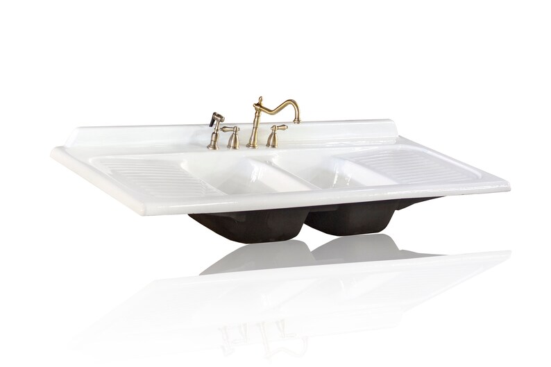 New 72 Large Cast Iron Double Drainboard Kitchen Sink Antique Etsy