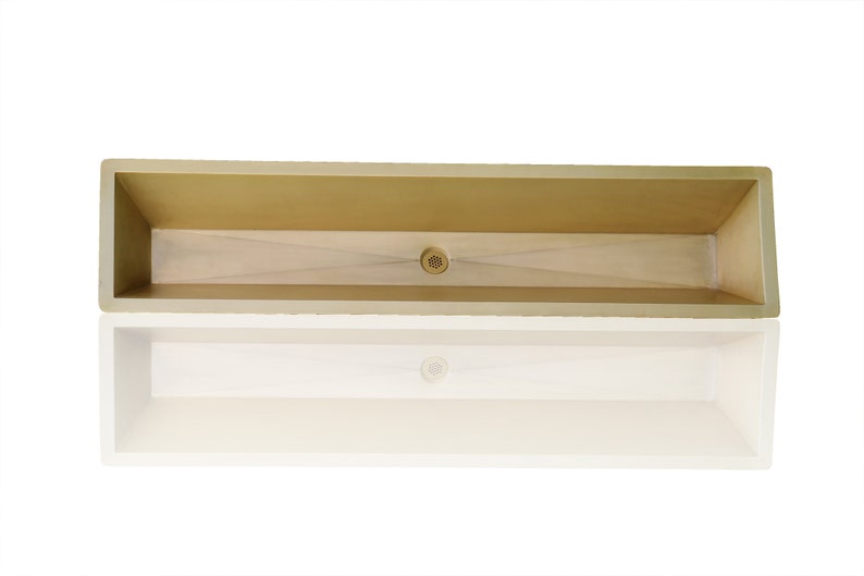 Antique Inspired 60 Industrial Trough Sink Wall Natural Copper and Brushed Brass Vessel Bath Sink