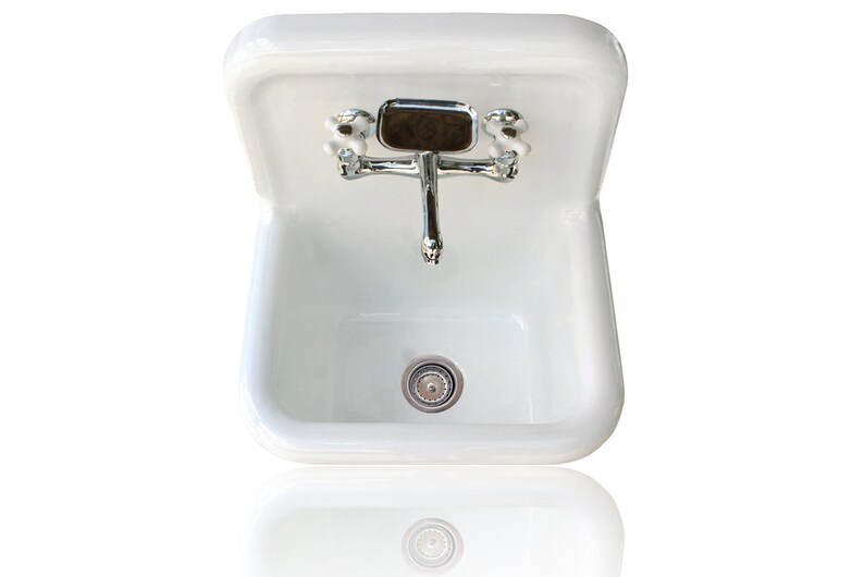 Havisham New High Back Utility Sink Trompe L/'Oeil Antiqued Cast Iron Porcelain Lagniappe Wall Mount Sink Package