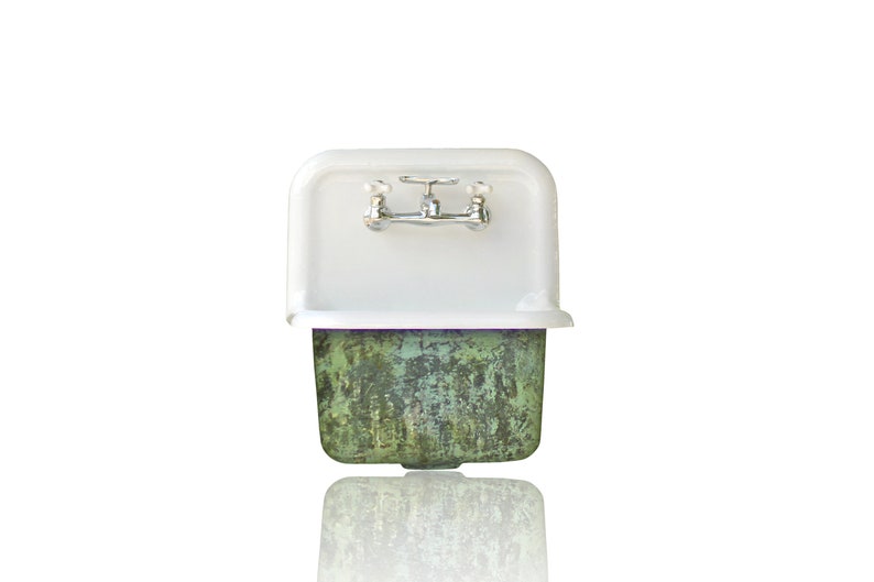 Havisham New High Back Utility Sink Trompe L/'Oeil Antiqued Cast Iron Porcelain Lagniappe Wall Mount Sink Package