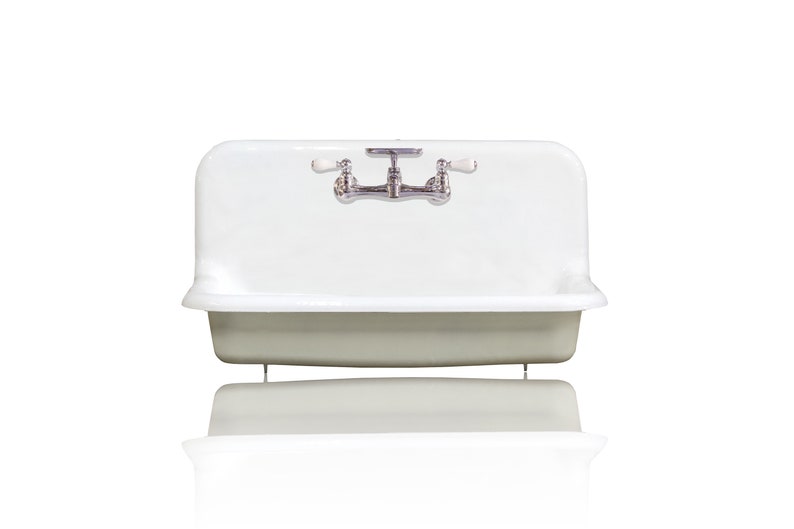 New 36 Antique Inspired High Back Farm Sink Cast Iron Original Porcelain Wall Mount Kitchen Sink Package 3 5 Drain French Grey Plumbing Home Living Vadel Com