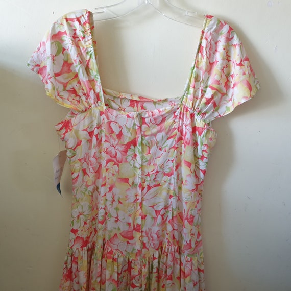 Vintage Midi Tea Dress 80s Sz 10 12 50s Bardot Or… - image 7