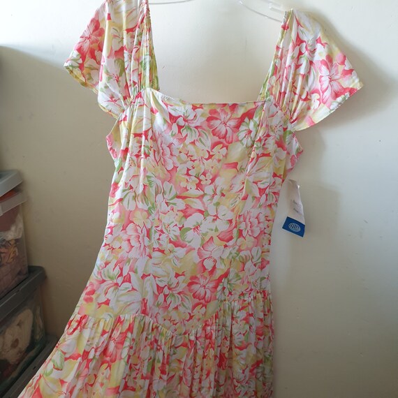 Vintage Midi Tea Dress 80s Sz 10 12 50s Bardot Or… - image 5