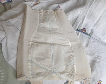 Vtg 50s 60s Girdle Shaper Sz L Hips 38-41" Foundation Garment Ivory Blue