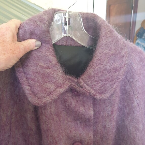 Vintage Long Cape Coat One Size Purple Wool Mohai… - image 8