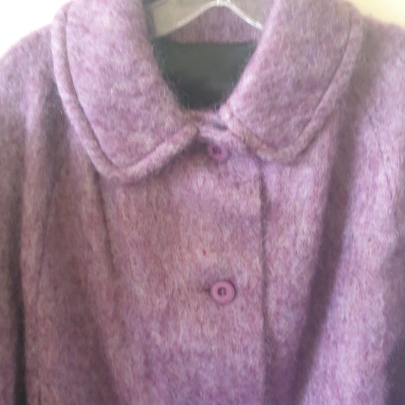 Vintage Long Cape Coat One Size Purple Wool Mohai… - image 2