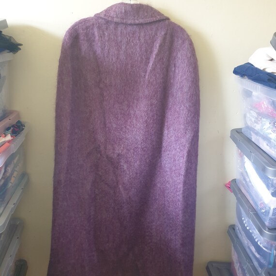 Vintage Long Cape Coat One Size Purple Wool Mohai… - image 6