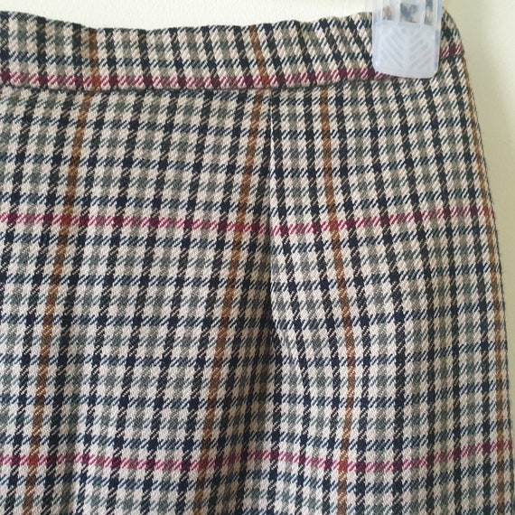 Vintage 70s 80s Check Pencil Midi Skirt Sz 12  Gr… - image 2