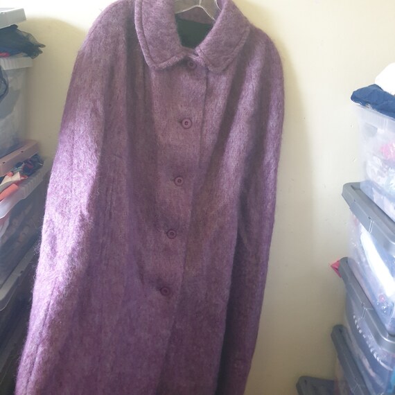 Vintage Long Cape Coat One Size Purple Wool Mohai… - image 4