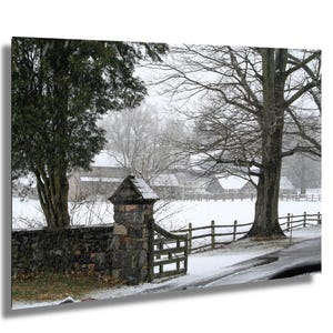 Snowy Farm Landscape Photo Delaware Winter Morning Photography Historic Barn Wall Art Rural Snow Scene Truck Country Road Print