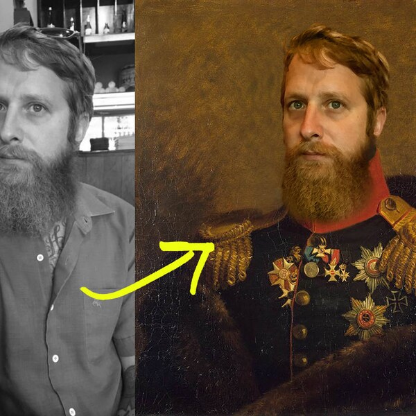 Custom portrait Personalised vintage illustration gift for men 19th century art digital painting replace face custom portrait funny