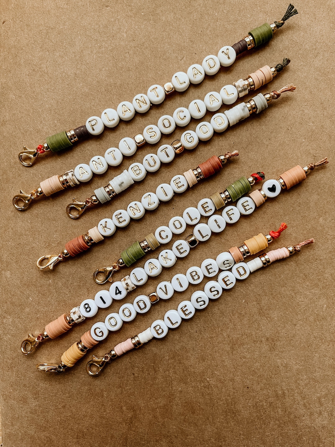 Name Keychain Beaded Keychain Charm Customized Initial Personalized