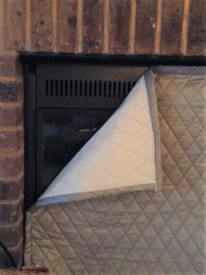 Fireplace Draft Cover CUSTOM MADE (your fireplace dimensions) with inserted Magnets or Adhesive Fasteners; Quilted cover insulation image 8