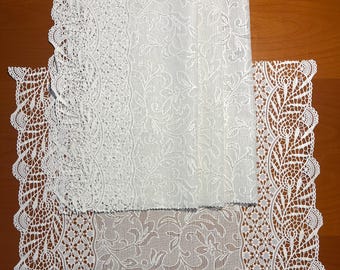 Floral White Lace Vinyl Placemats; Set of 2 White Lace Plastic Place-mats for Outdoors or Indoors dining table;  19" by 15"