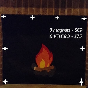 Fireplace Draft Cover CUSTOM MADE (your fireplace dimensions) with inserted Magnets or Adhesive Fasteners; Felt cover insulation w/applique image 9