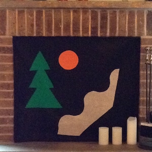 Fireplace Draft Cover CUSTOM MADE (your fireplace dimensions) with inserted Magnets or Adhesive Fasteners; Felt cover insulation w/applique image 2
