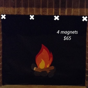 Fireplace Draft Cover CUSTOM MADE (your fireplace dimensions) with inserted Magnets or Adhesive Fasteners; Felt cover insulation w/applique image 7
