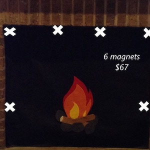 Fireplace Draft Cover CUSTOM MADE (your fireplace dimensions) with inserted Magnets or Adhesive Fasteners; Felt cover insulation w/applique image 8
