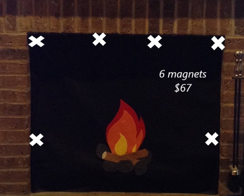Fireplace Draft Cover CUSTOM MADE (your fireplace dimensions) with inserted Magnets or Adhesive Fasteners; Felt cover insulation w/applique image 8