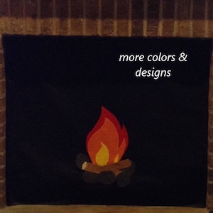 Fireplace Draft Cover CUSTOM MADE (your fireplace dimensions) with inserted Magnets or Adhesive Fasteners; Felt cover insulation w/applique image 1