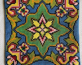Cross Stitch Decorative Pillowcases (15" x 15");  Set of 2 or 3 Multi-color cotton pillowcases