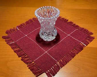 Coasters; Set of 3 Wine Coasters; 100% wool with the Needle-craft stitching; Handmade Hemstitched Fabric Cocktail Coasters ;