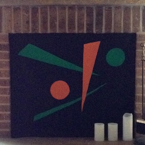 Fireplace Draft Cover CUSTOM MADE (your fireplace dimensions) with inserted Magnets or Adhesive Fasteners; Felt cover insulation w/applique image 3