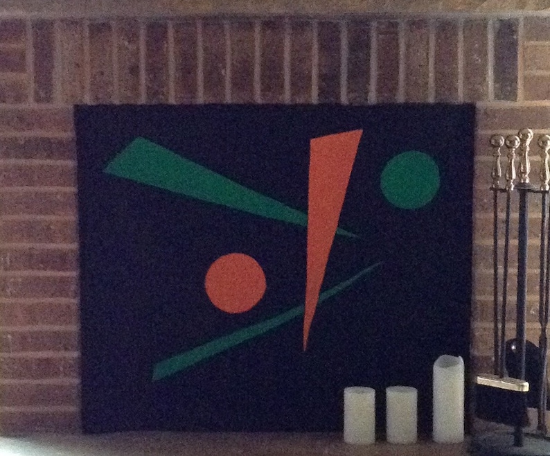 Fireplace Draft Cover CUSTOM MADE (your fireplace dimensions) with inserted Magnets or Adhesive Fasteners; Felt cover insulation w/applique image 3