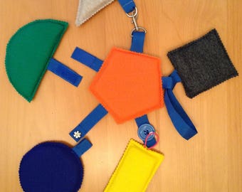 Developmental Toy; Teachable Touchables; Educational Insights; Geometric shapes connected to each other by different clasps; Handmade gift