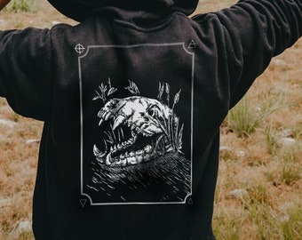 Bear Skull Unisex Hoodie Black Punk  Botanical Hoodie Pull Over Hoodie, Punk hoodie, Punk clothing, Horror