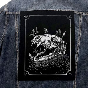 Bear Skull Back Patch, Punk, Patches, Sew on Patch, Punk Accessories, Punk Patches, punk vest, Anarchist, Feminist, Socialist, DIY