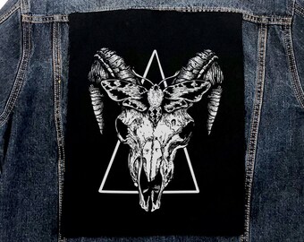 Moth and Skull back patch • punk patch • patches • punk patches • sew on patch • patches for jackets • patches for jeans • black patch