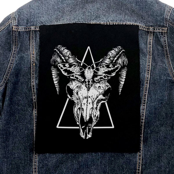 Moth and Skull back patch • punk patch • patches • punk patches • sew on patch • patches for jackets • patches for jeans • black patch