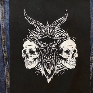 Goat and skulls Back Patch • punk patch • patches • punk patches • sew on patch • patches for jackets • patches for jeans • black patch