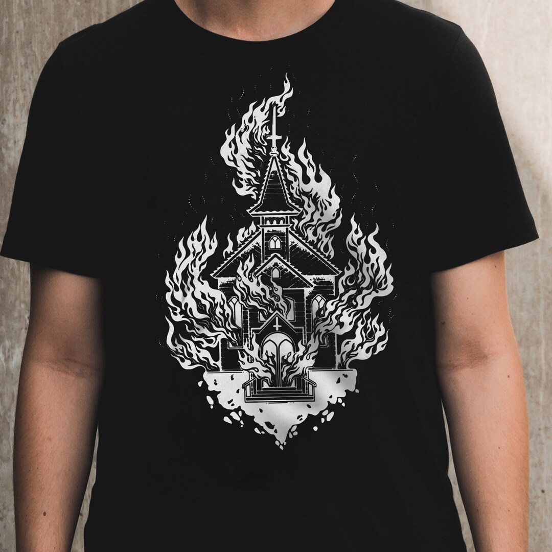 Tシャツ・カットソー BURNING CHURCH COTTON T-SHIRT WITH USED EFFECT il_1080xN.3470692158_p2ck.jpg