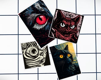 Set of 4 sticker, Sticker sheet, Cat stickers,  Punk sticker, Cat sticker, Black cat sticker, Anarcho Punk, Anarchist sticker, Black cat
