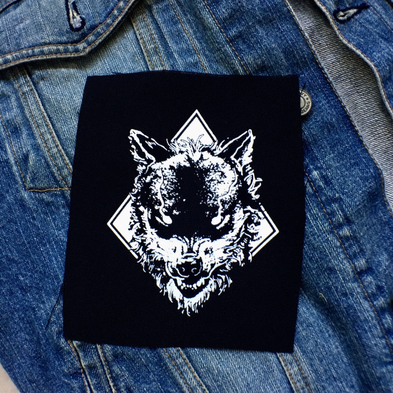 Punk patch, wolf patch, sew on patch, Battle vest patches, Patches, Punk patches