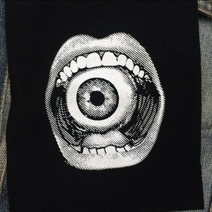 Eye in Mouth Patch • punk patch • patches • punk patches • sew on patch • patches for jackets • patches for jeans • black patch