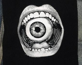 Eye in Mouth Patch • punk patch • patches • punk patches • sew on patch • patches for jackets • patches for jeans • black patch