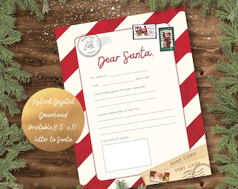 Kids Letter to Santa Printable: Fill-in Christmas Activity (Digital Download)