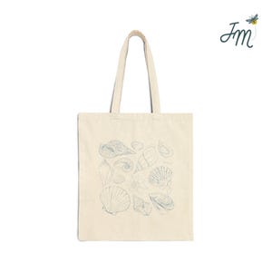 Shell Cotton Canvas Tote Bag | Coastal Grandmother Summer Beach Accessories